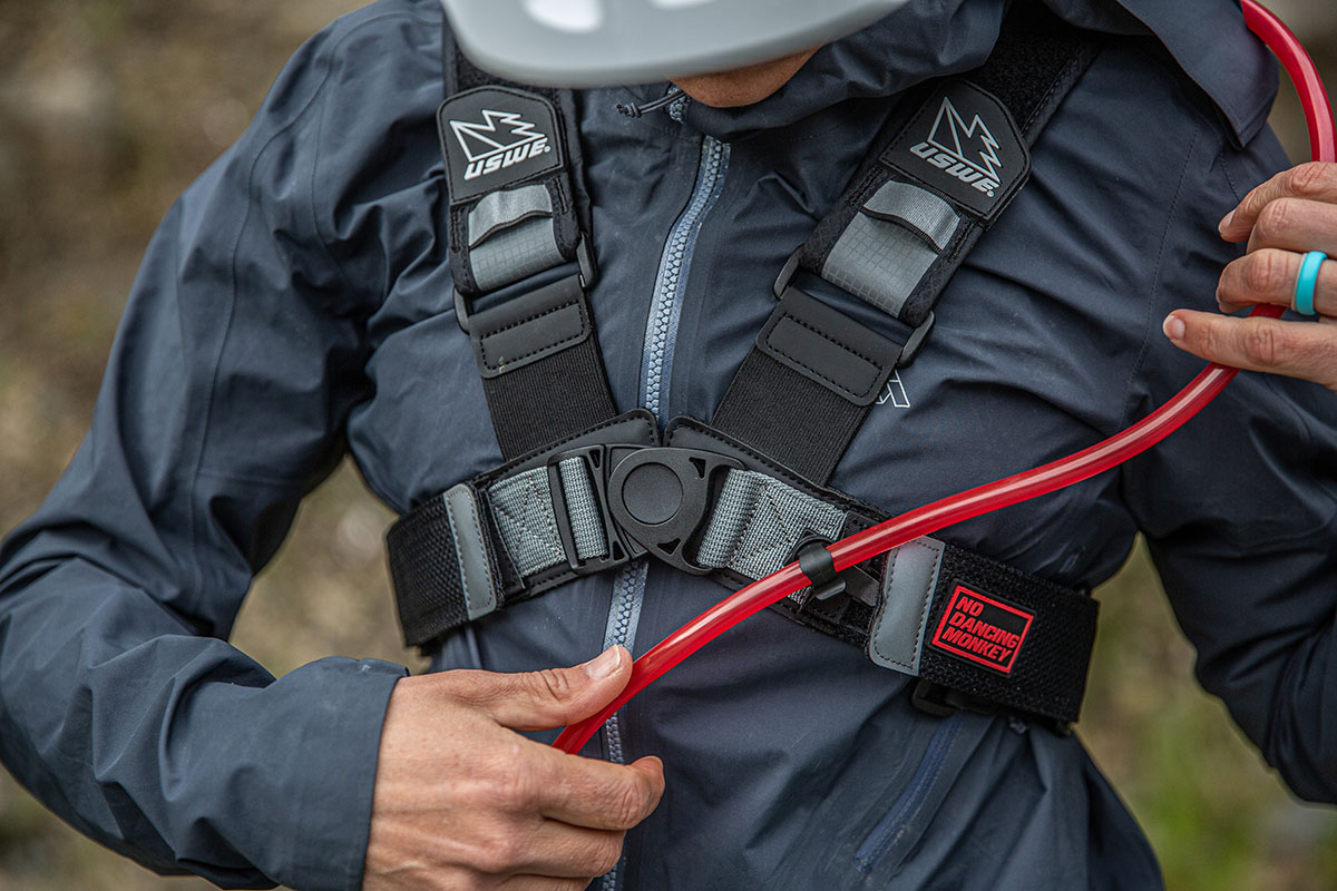 ​​Mountain bike backpack (USWE Airborne harness closeup)